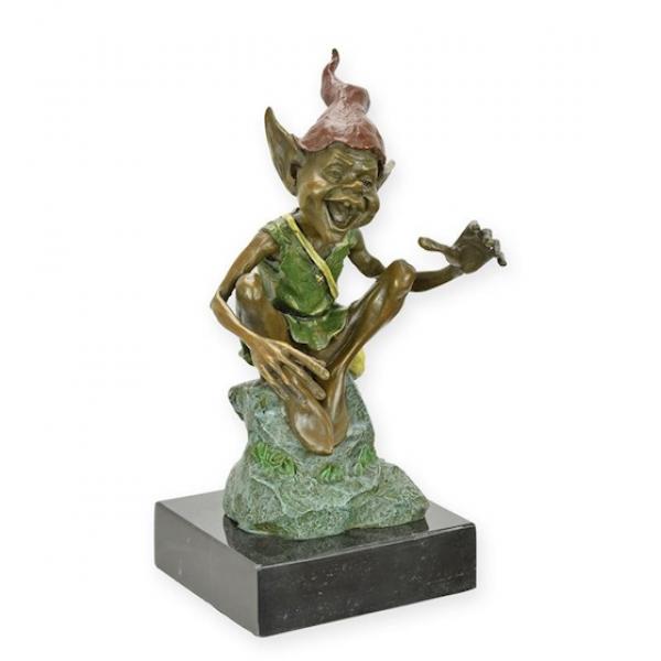 Bronze Skulptur farbig Goblin Kobold Zwerg