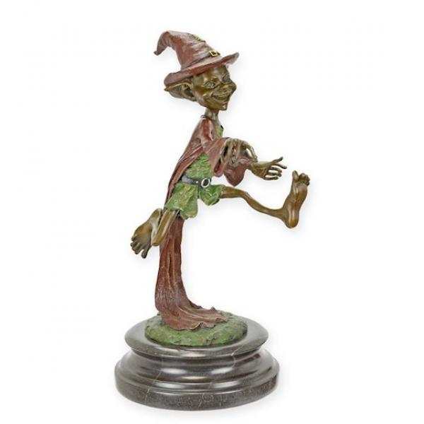 Bronze Skulptur farbig Goblin Kobold Zwerg