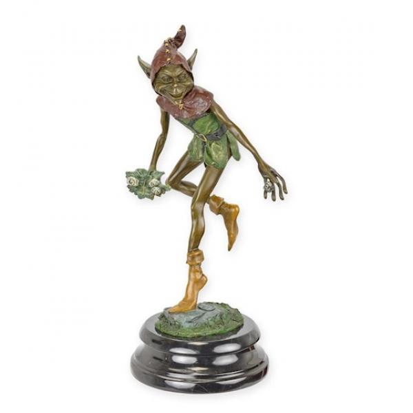 Bronze Skulptur farbig Goblin Kobold Zwerg