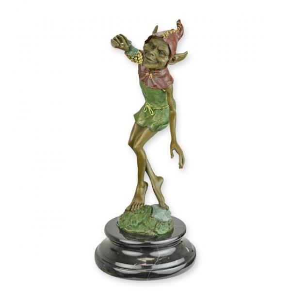 Bronze Skulptur farbig Goblin Kobold Zwerg