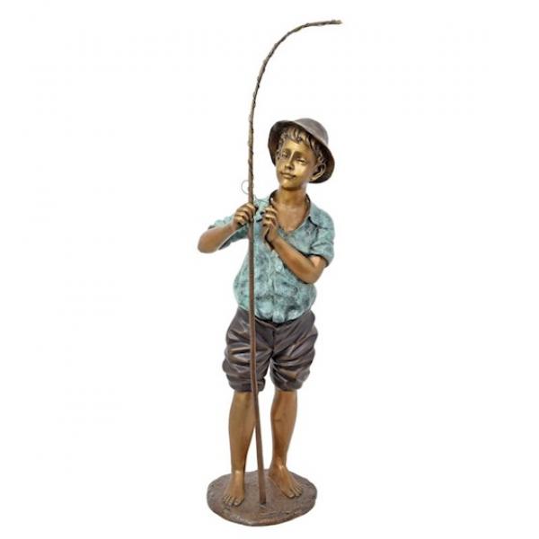 Bronze Skulptur Fischer Junge