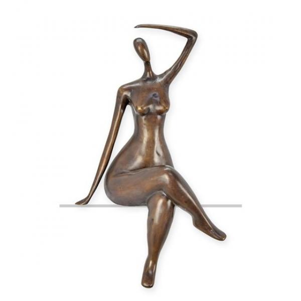 Bronze Skulptur stilisierter Frauenakt sitzend