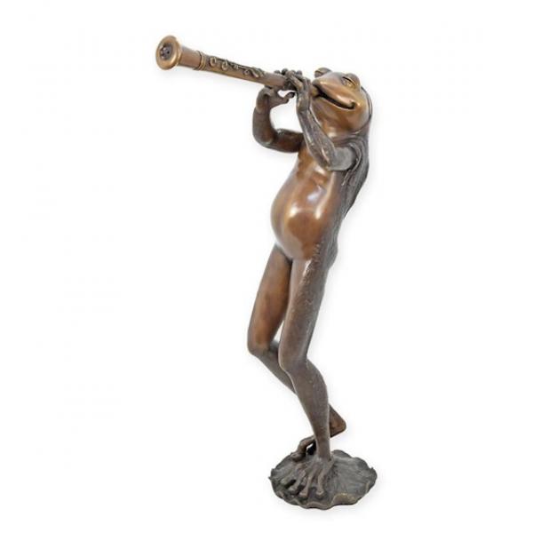 Bronze Skulptur Fontäne Frosch Flöte spielend
