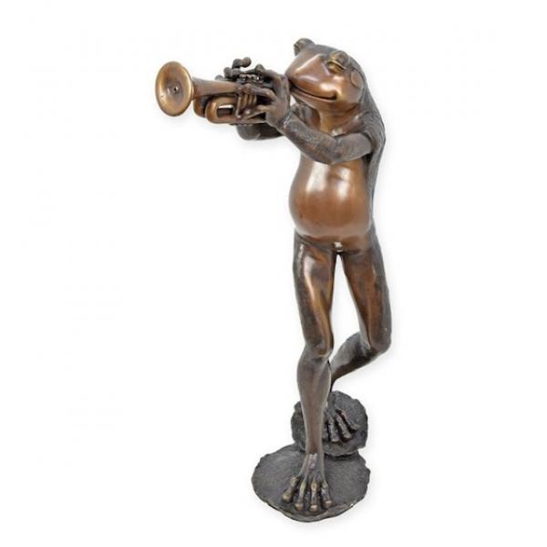 Bronze Skulptur Fontäne Frosch Trompete spielend