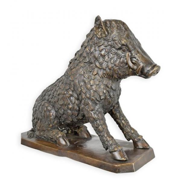 Bronze Skulptur sitzender Keiler