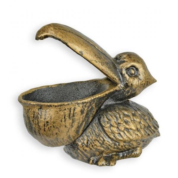 Eisen Figur Skulptur rustikal Pelikan Schale / Ascher