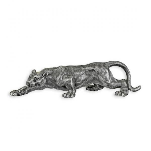 Eisen Figur Skulptur rustikal Panther silberfarbengrau