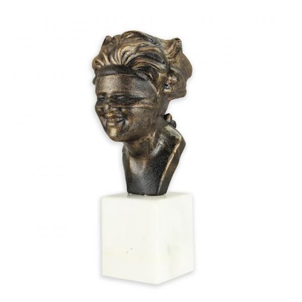 Eisen Figur Skulptur rustikal Frauenbüste auf Sockel