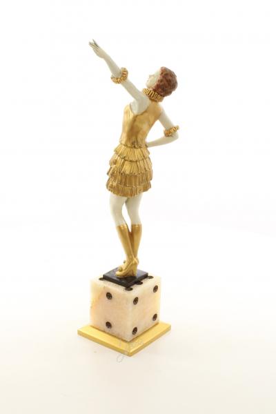 Bronze Lady Art déco auf Würfel farbig