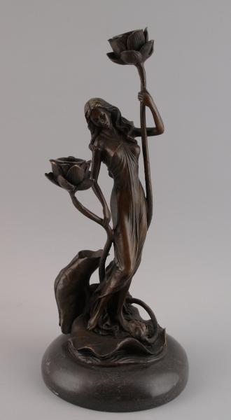 Milo, Bronze Kerzenleuchter Jugendstil