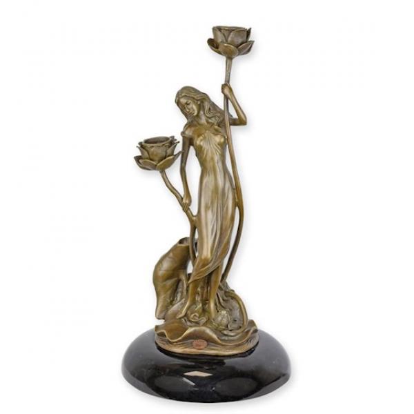 Milo, Bronze Kerzenleuchter Jugendstil