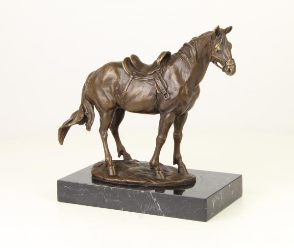 Bronze Skulptur Pferd mit Sattels