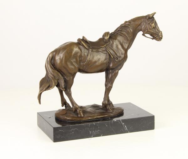 Bronze Skulptur Pferd mit Sattels