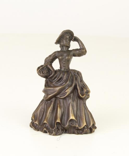 Bronze Figürliche Glocke Lady mit Korb