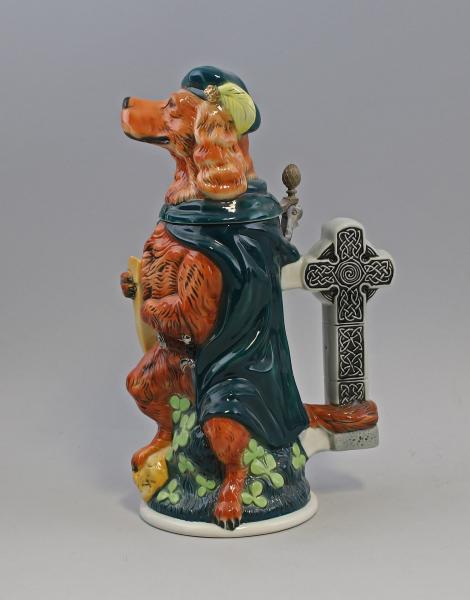 Figuren-Bierkrug Jagdhund mit Harfe "Irish Setter"