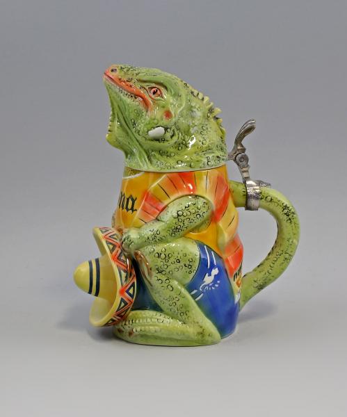 Figuren-Bierkrug Leguan Sombrero