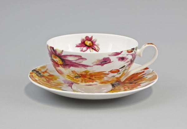 Teetasse mit Untertasse Diamantporzellan Sommerwiese