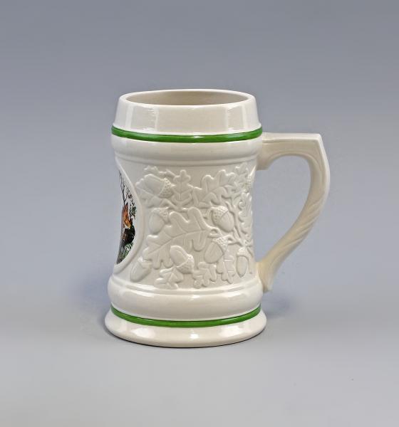 jagdlicher Bierkrug Fuchs weiß