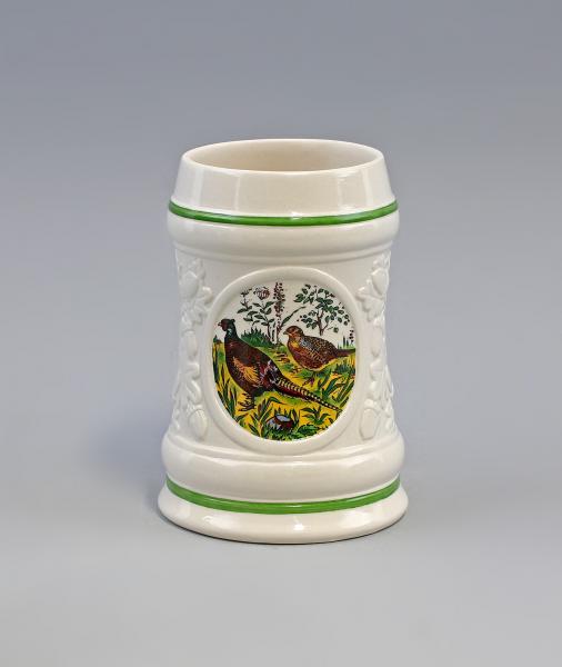 jagdlicher Bierkrug Fasan weiß