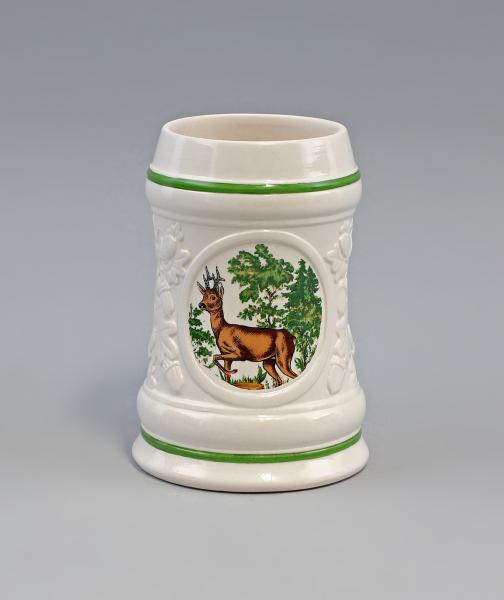jagdlicher Bierkrug Reh weiß