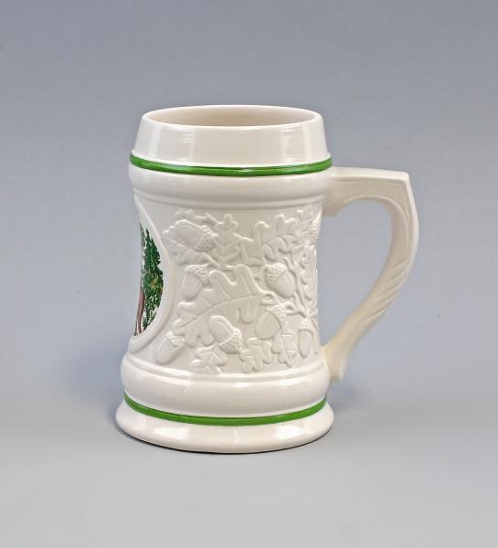 jagdlicher Bierkrug Reh weiß