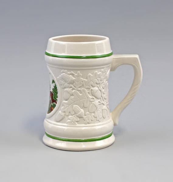 jagdlicher Bierkrug Hase weiß