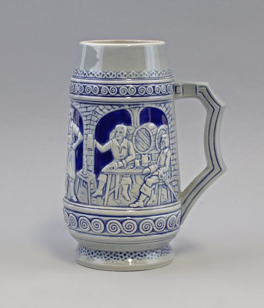 Reliefbierkrug groß blau 1 Liter