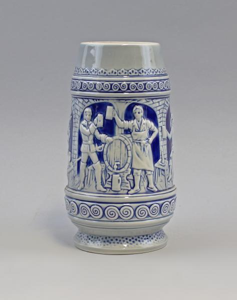 Reliefbierkrug groß blau 1 Liter