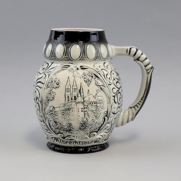 Bierkrug Albrechtsburg schwarz / weiß 1,5 Liter