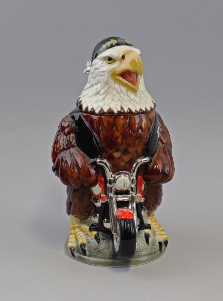 Bierkrug Adler mit Motorrad