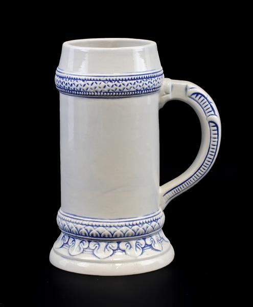 Bierkrug weiß / blau 1 Liter