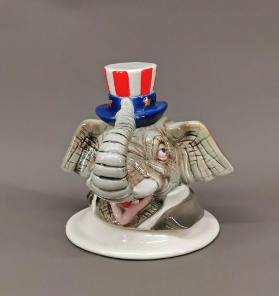 Briefbeschwerer Elefant mit Zylinder Mr. Amerika ungemarkt