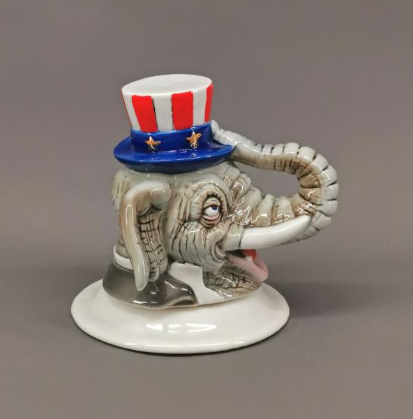 Briefbeschwerer Elefant mit Zylinder Mr. Amerika ungemarkt