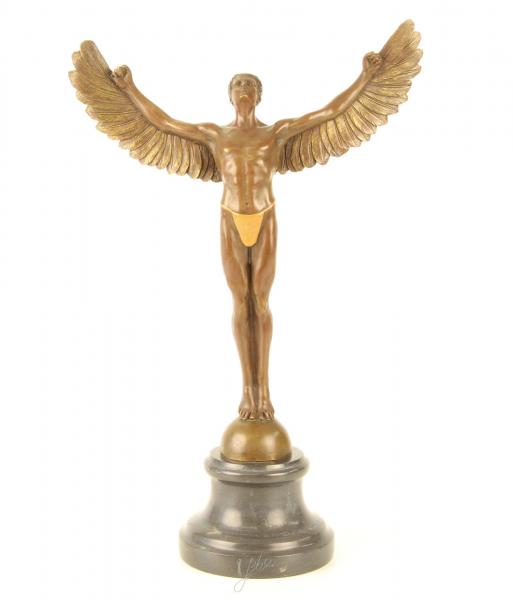 Bronze Skulptur Ikarus Mann mit Flügeln