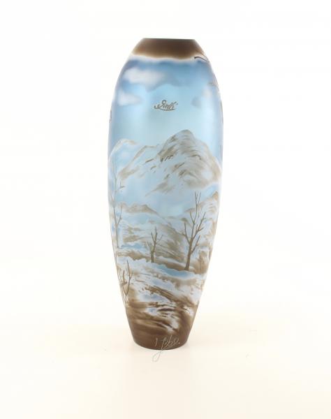 Kamee-Glas Vase Winterlandschaft