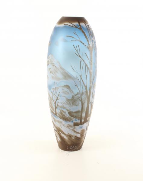 Kamee-Glas Vase Winterlandschaft