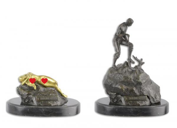 Bronze Skulptur weiblicher Akt "Schatzsucher"