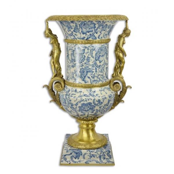Bronze Porzellan mit Bronzefassung Amphoren-Vase
