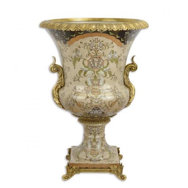 Bronze Porzellan mit Bronzefassung Amphorenvase
