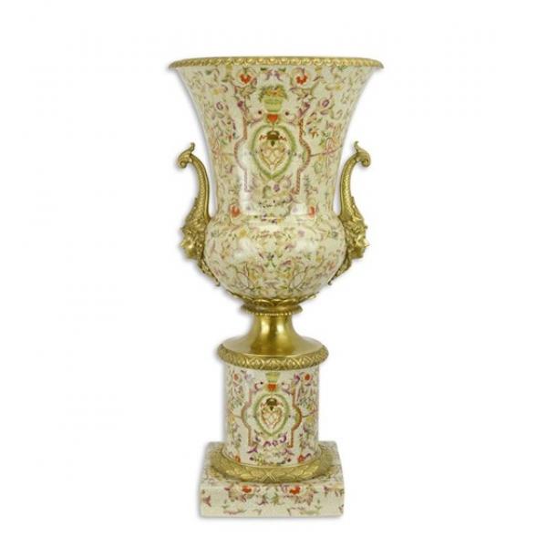 Bronze Porzellan Amphorenvase auf Postament