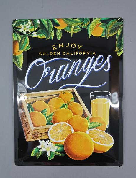 Blechschild Enjoy Golden California Oranges