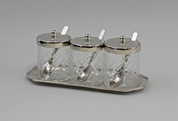 Marmeladen Set vernickelt Glas