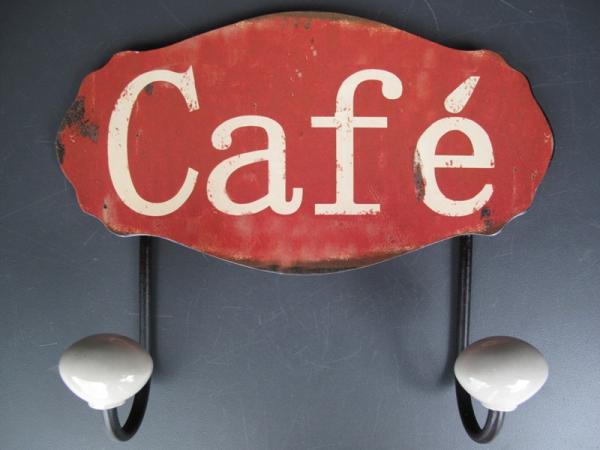 Wandhaken Blechschild Café