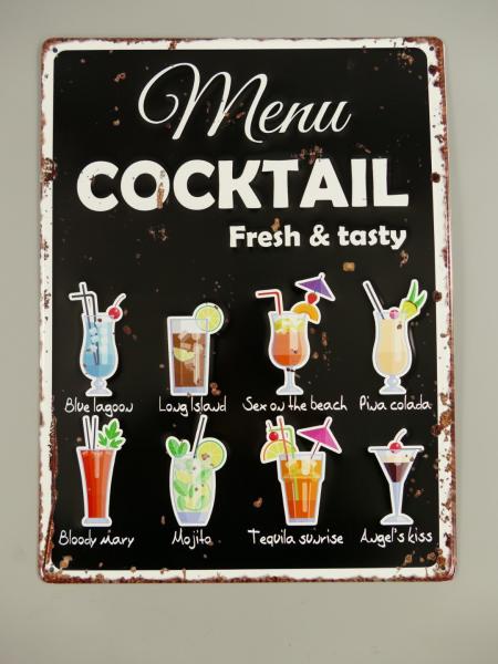 Blechschild gestanzt Eisen Cocktail