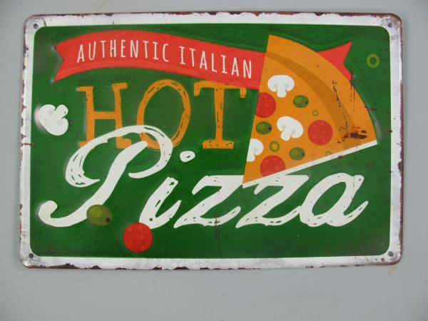Blechschild gestanzt  Hot Pizza WP