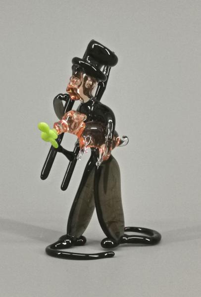 Lauscha Glasfigur Schornsteinfeger mit Glücksschwein 6x8cm