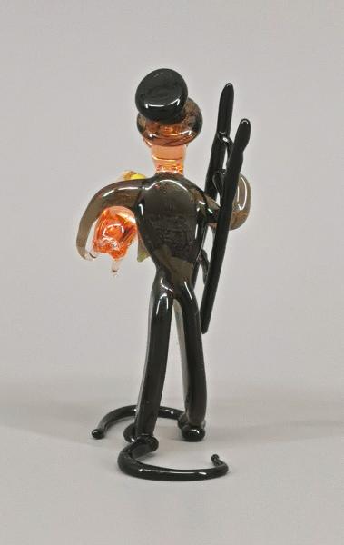 Lauscha Glasfigur Schornsteinfeger mit Glücksschwein 6x8cm