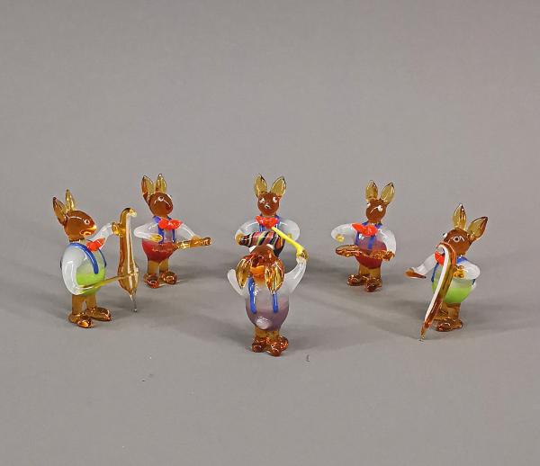 Lauscha Glasfigur Hasen-Orchester Hca.5cm