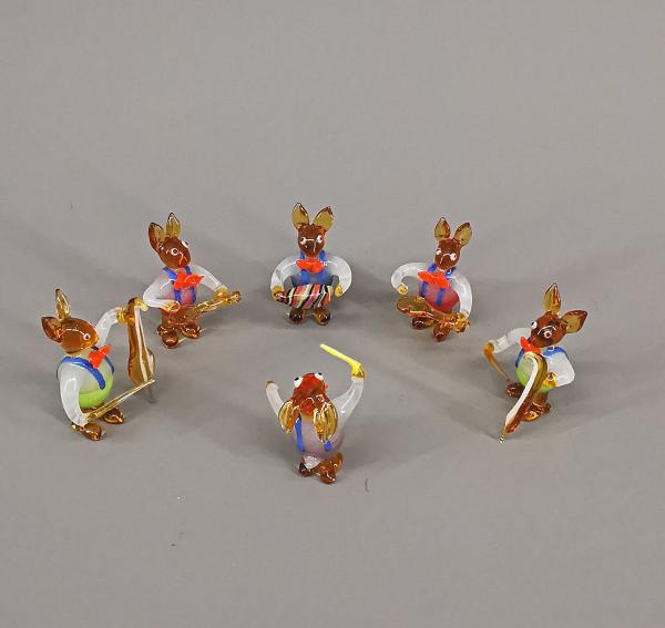 Lauscha Glasfigur Hasen-Orchester Hca.5cm