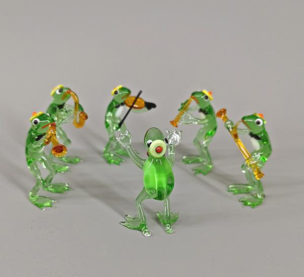 Lauscha Glasfigur Frosch-Orchester Hca.6 cm